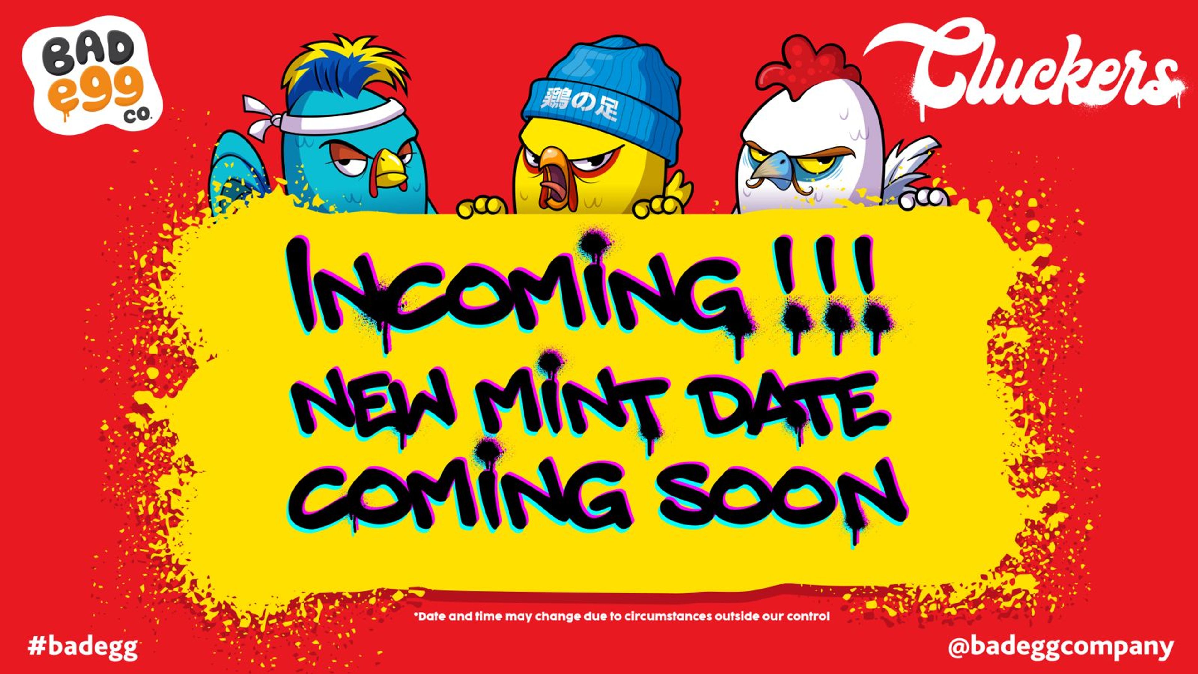 Banner for new mint date for cluckers