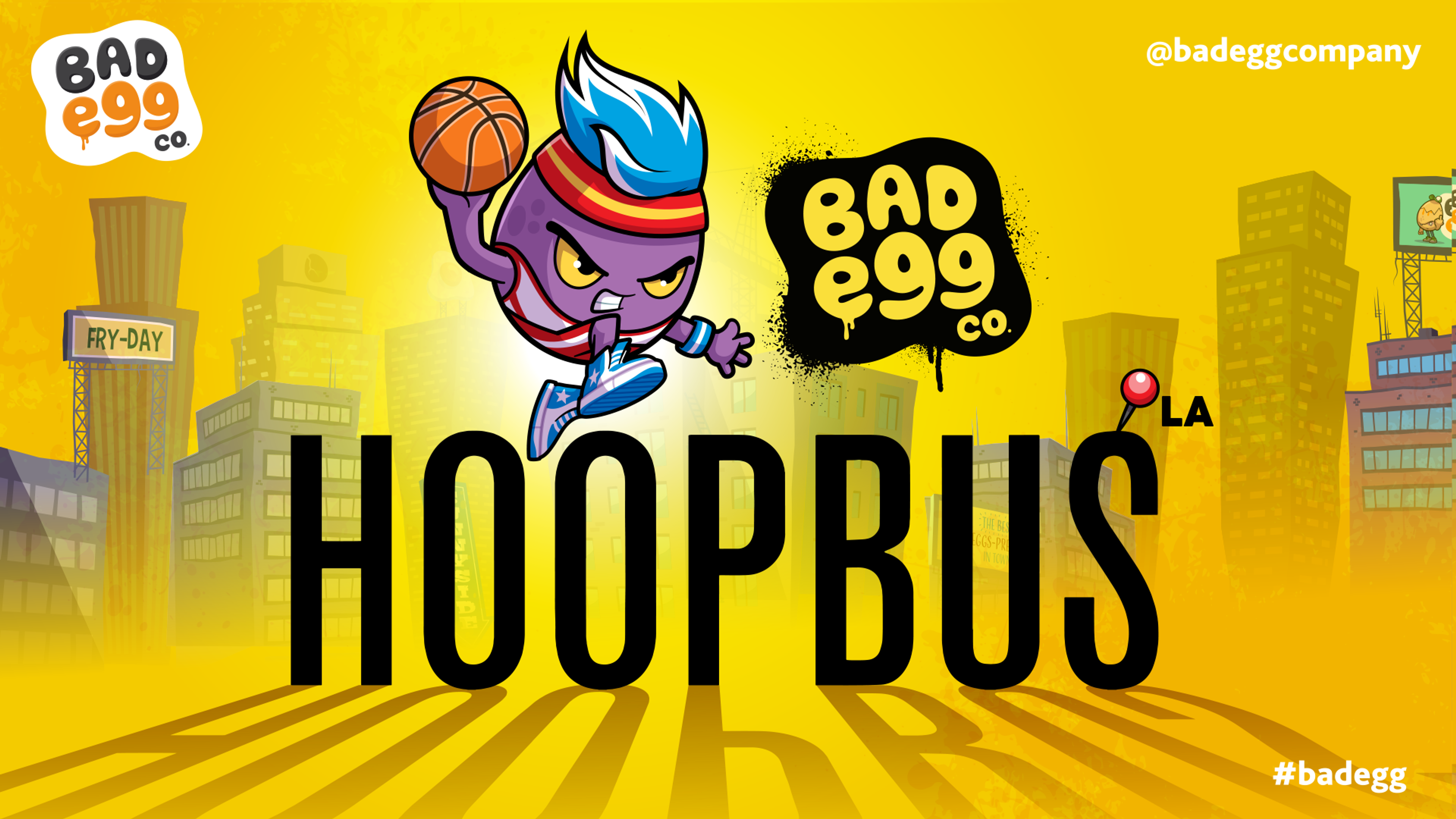 Basketball-themed school bus with hoops for the ultimate experience.