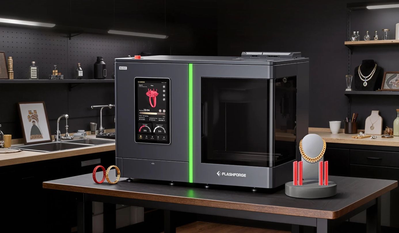 Stolní vosková 3D tiskárna Flashforge WJ51C ve šperkařské dílně