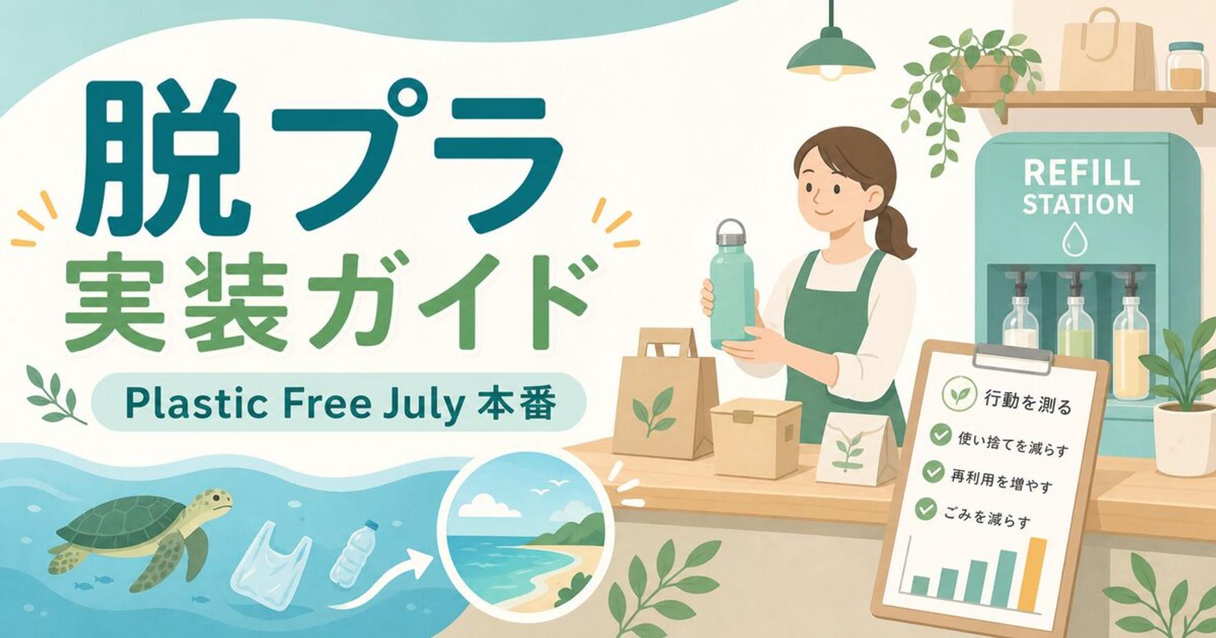 プラスチックフリージュライ本番｜7月に回す中小企業の脱プラ実装＆計測ガイド【2026年最新】