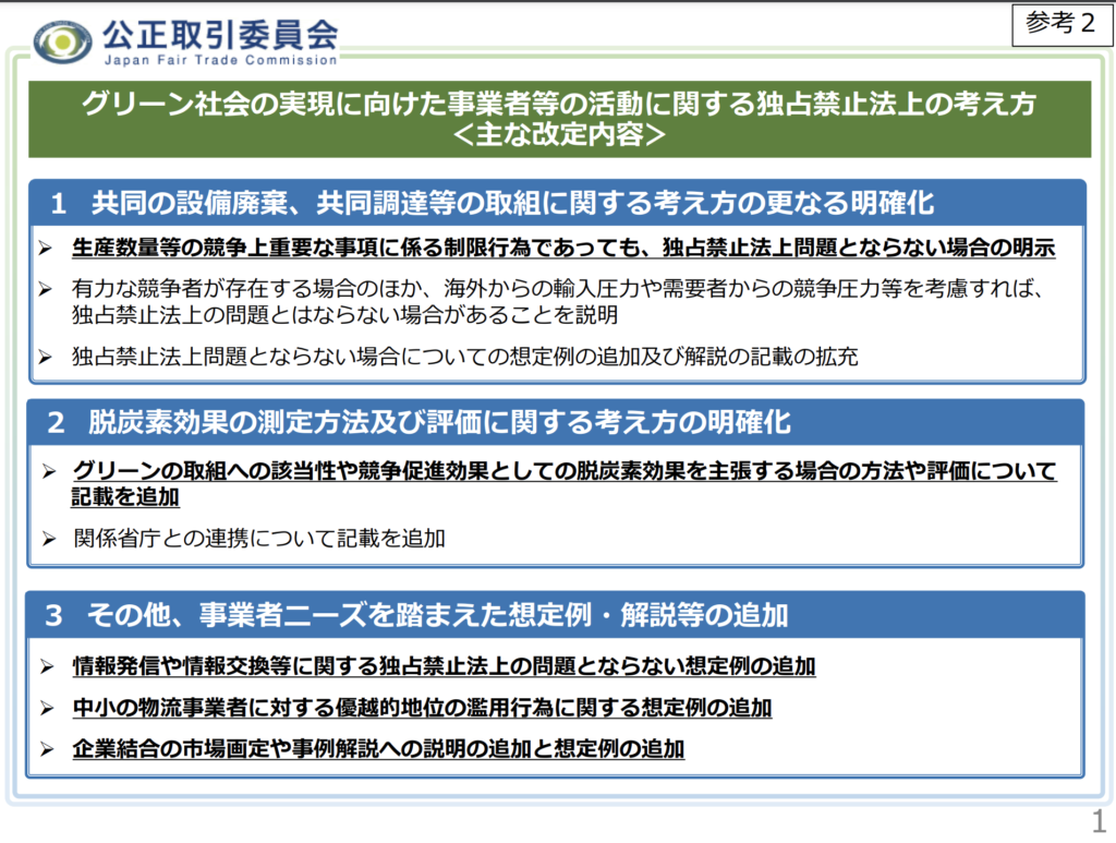 「脱炭素に向けた企業活動、法的にサポート」- 改定された独占禁止法の指針