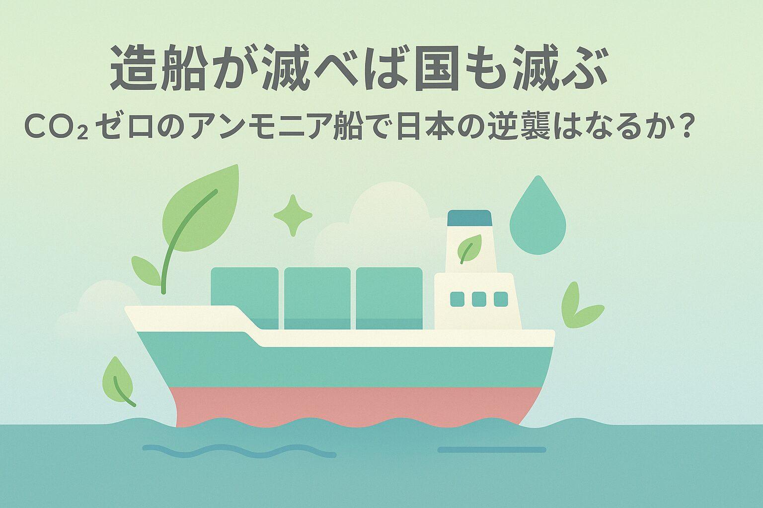 【SDGs解説】「造船が滅べば国も滅ぶ」- CO2ゼロのアンモニア船で日本の逆襲はなるか?