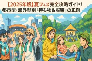 【2025年版】夏フェス完全攻略ガイド！初心者も安心、都市型・郊外型別「持ち物＆服装」の正解