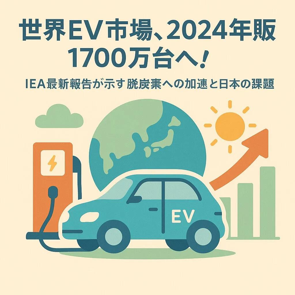 世界EV市場、2024年販売1700万台へ!IEA最新報告が示す脱炭素への加速と日本の課題