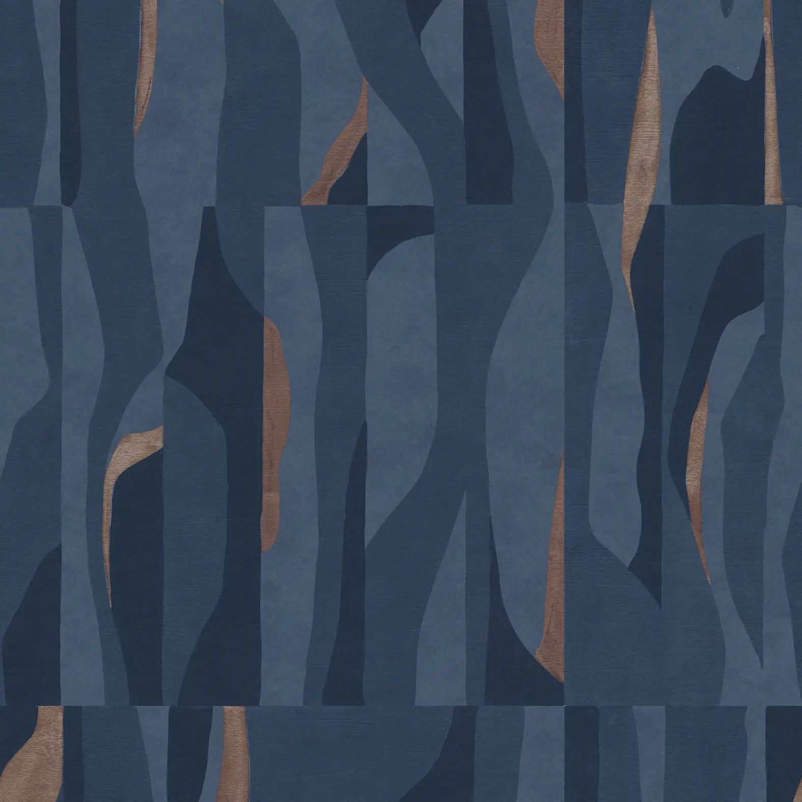 Pattern of design Abstract Tiles in Blue & Gold