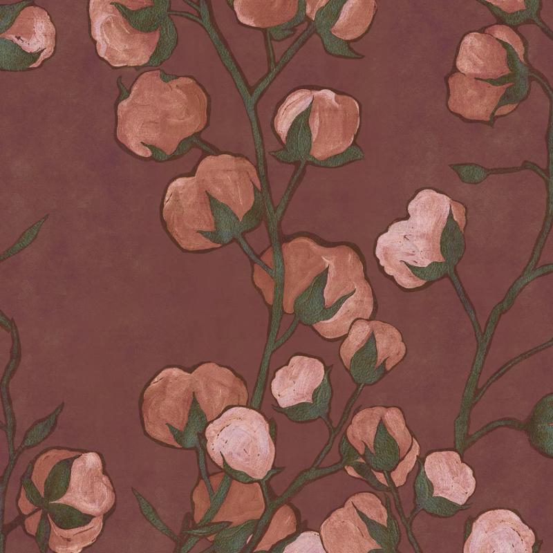 Pattern of design Cotton Flowers in Rosso