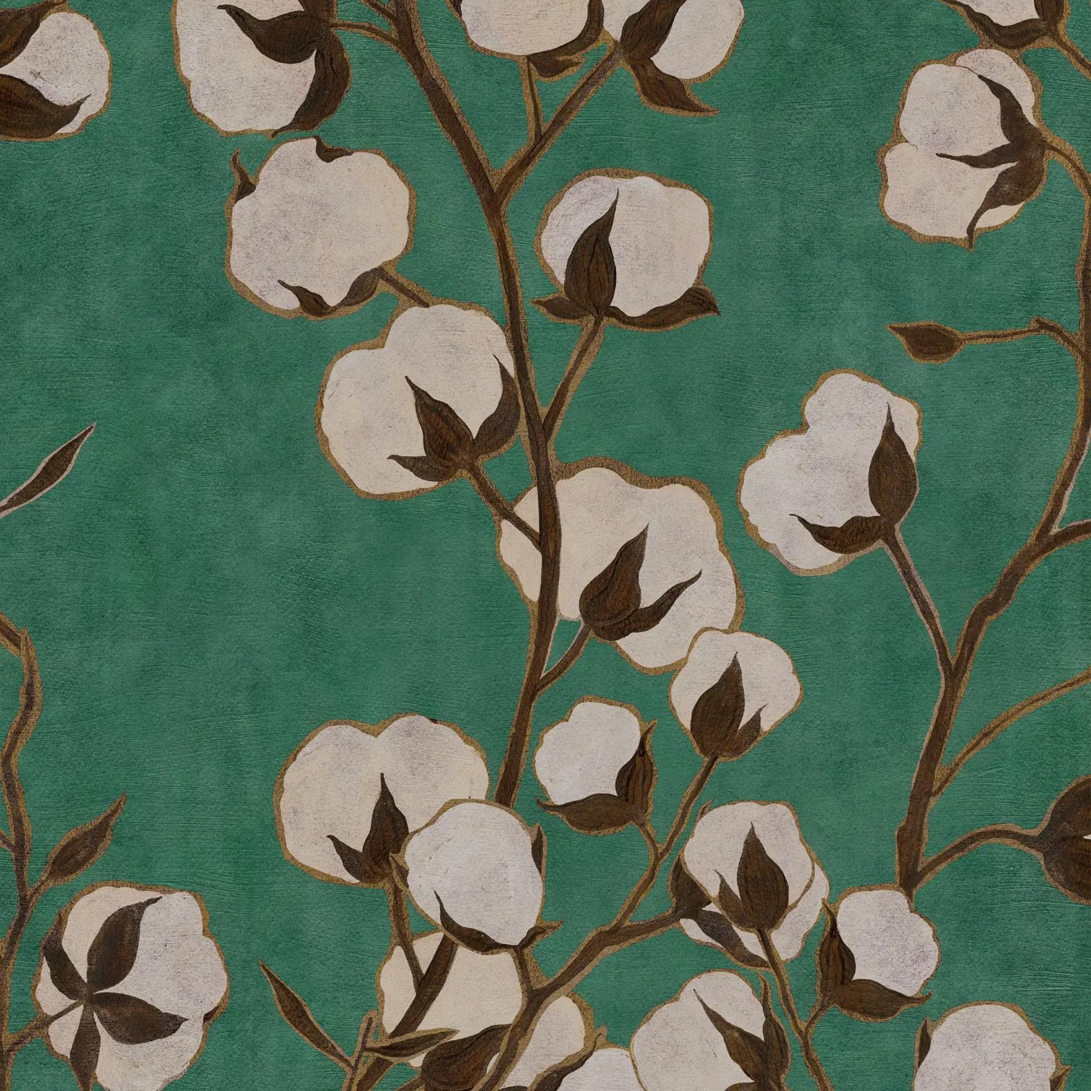 Pattern of design Cotton Flowers in Green