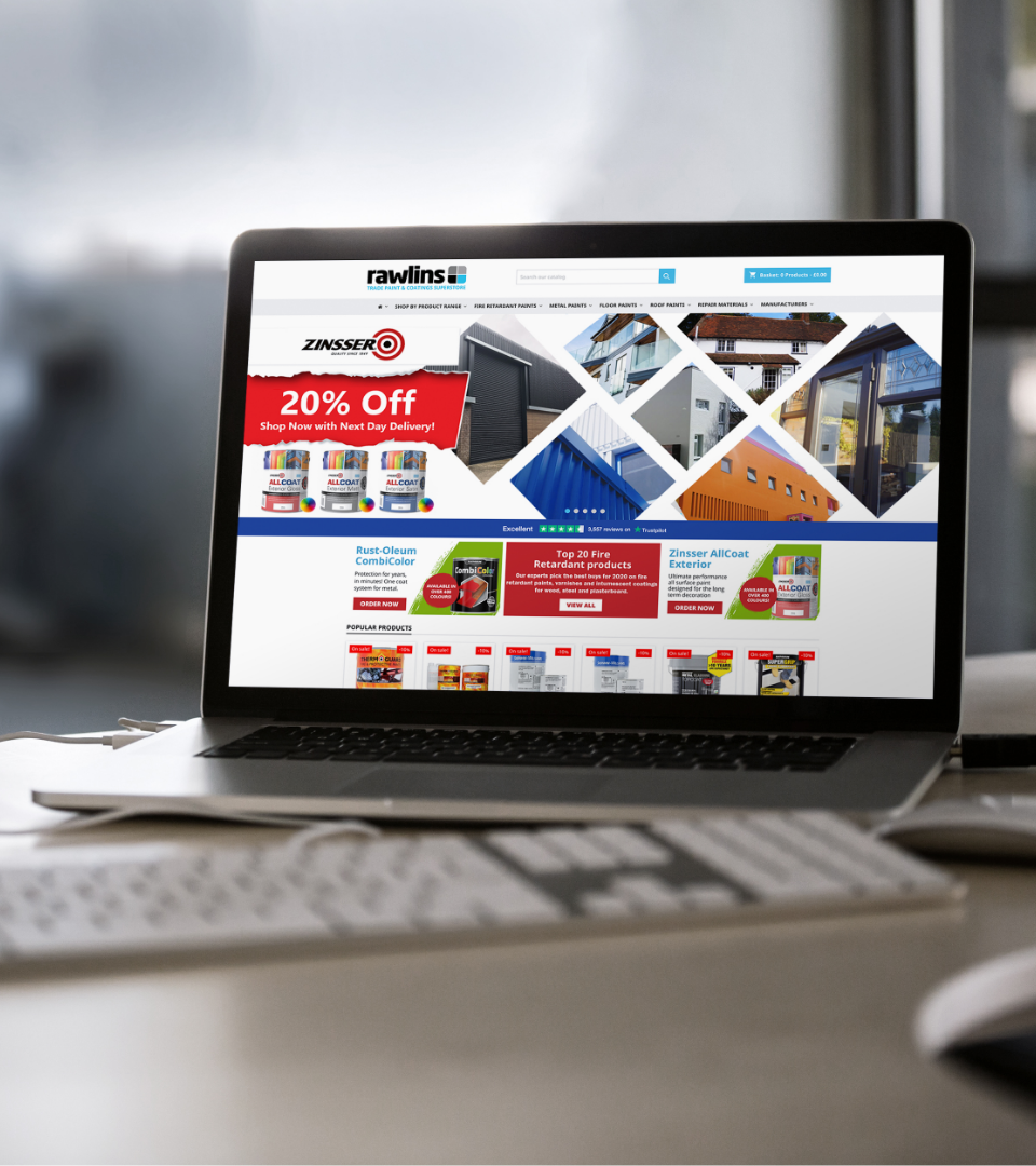 Rawlins ecommerce website displaying on a laptop screen
