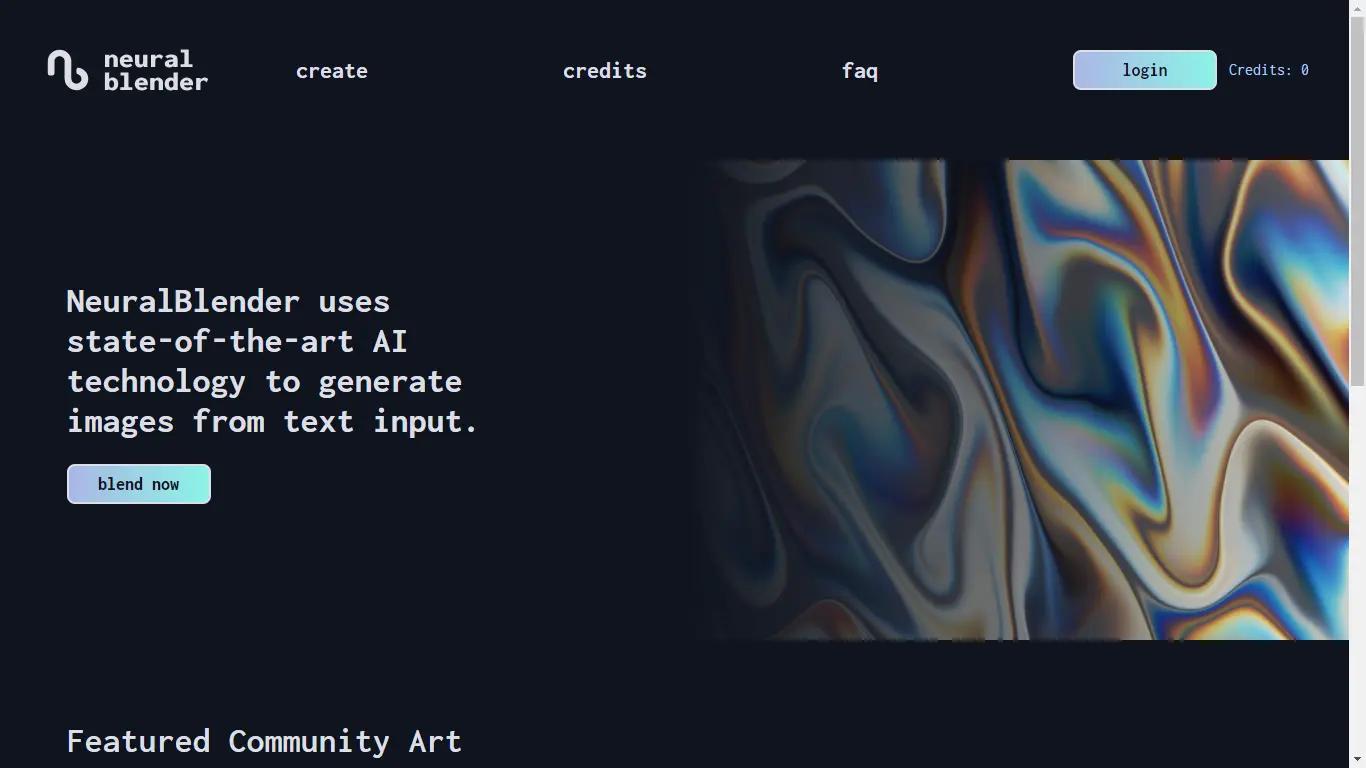NeuralBlenderWebsite Screenshot