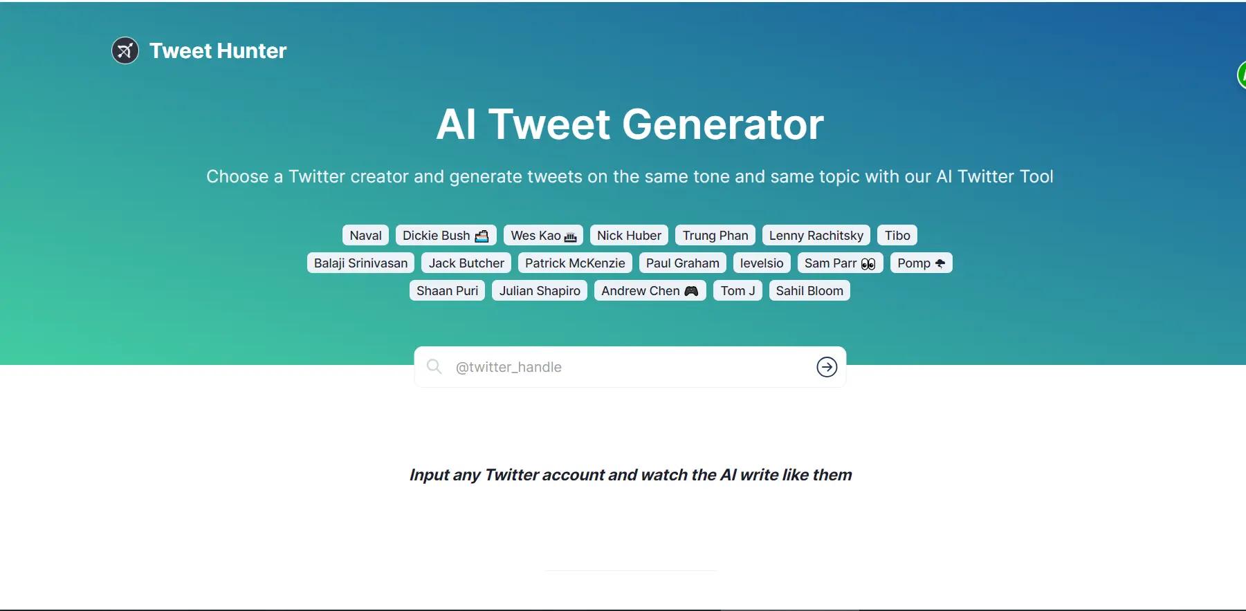 TweetHunterWebsite Screenshot