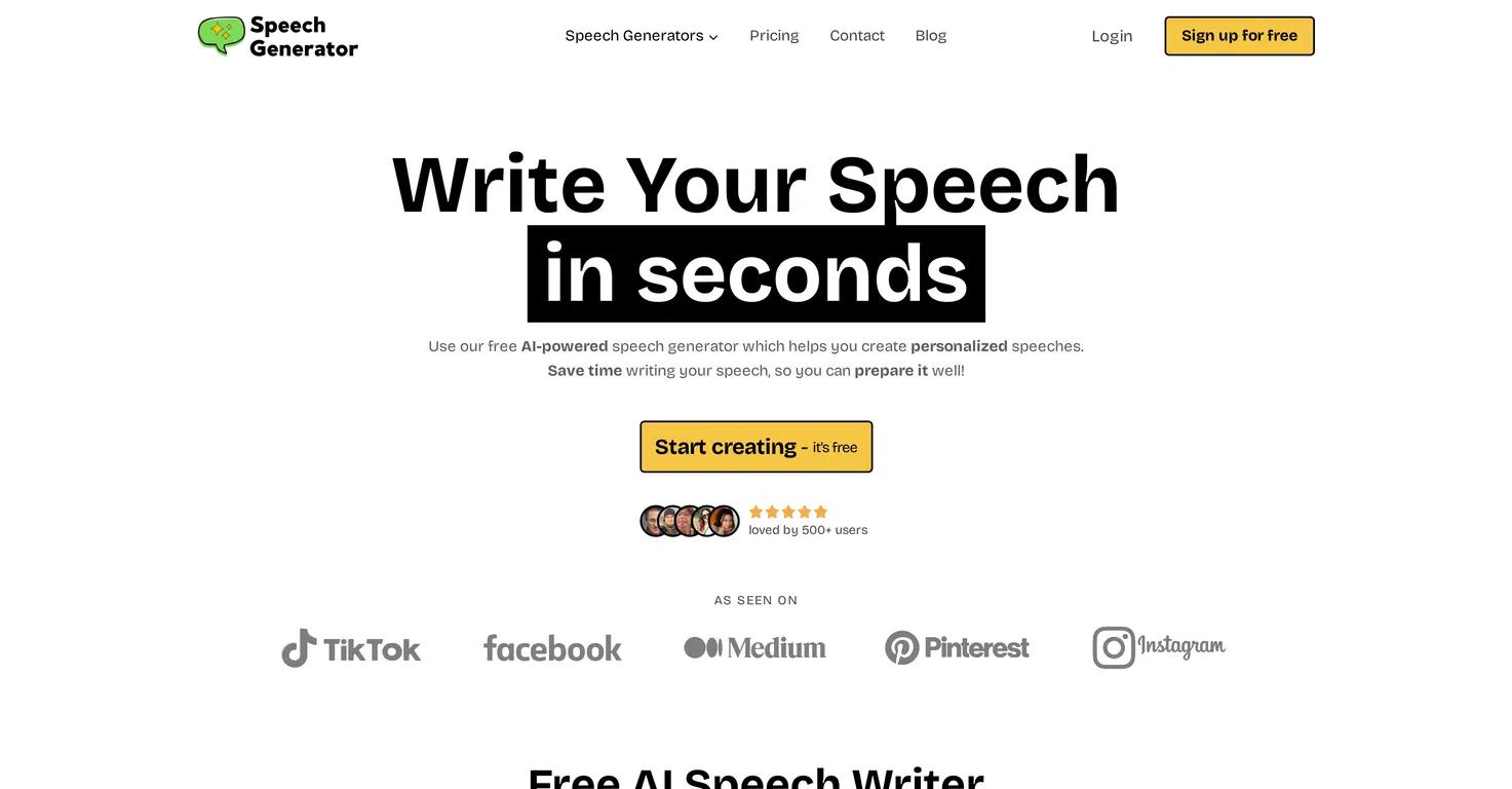 Speech GeneratorWebsite Screenshot