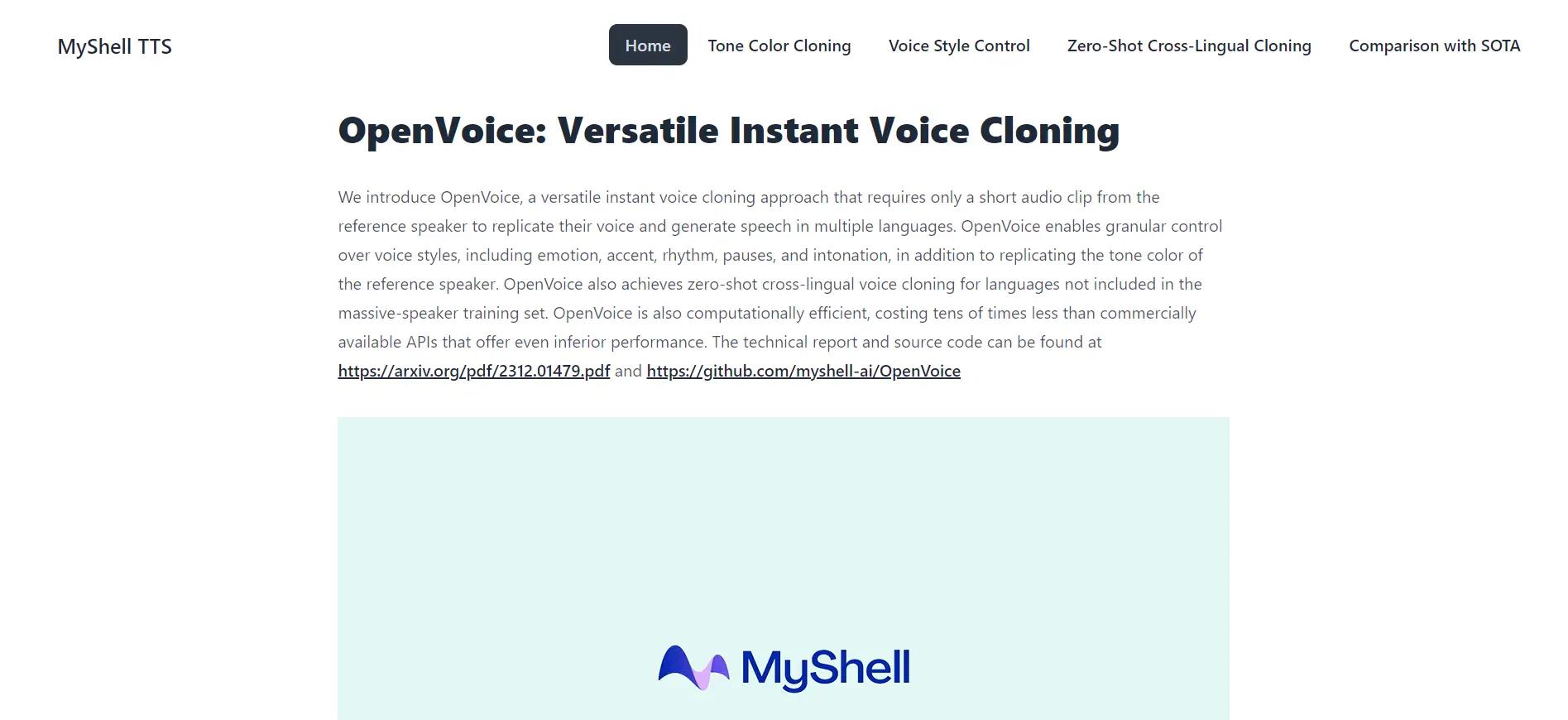 OpenVoiceWebsite Screenshot