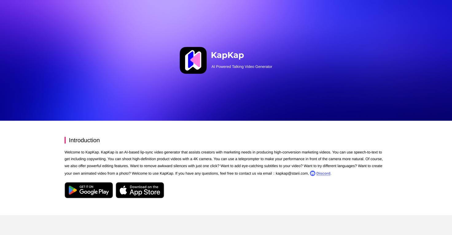 KapKapWebsite Screenshot