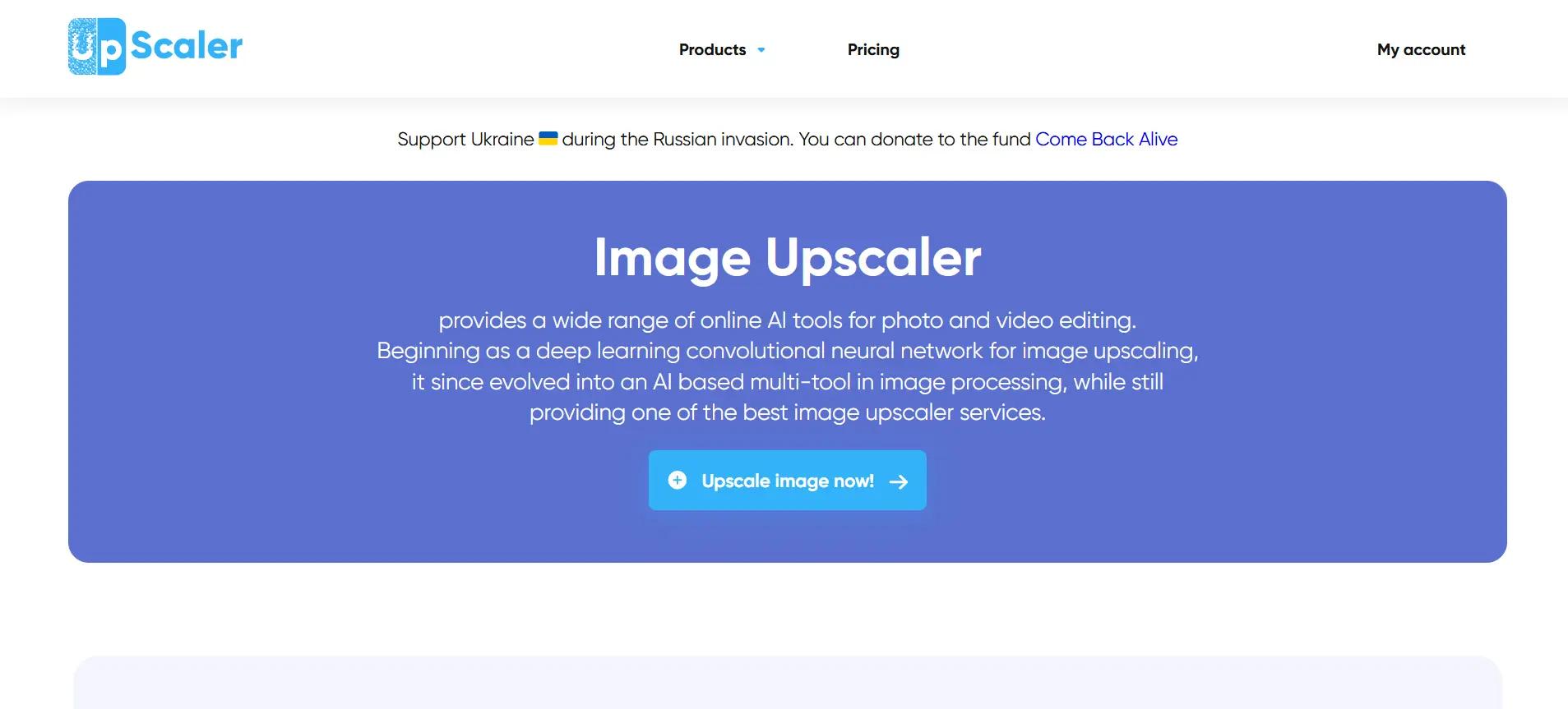 Upscale ImageWebsite Screenshot