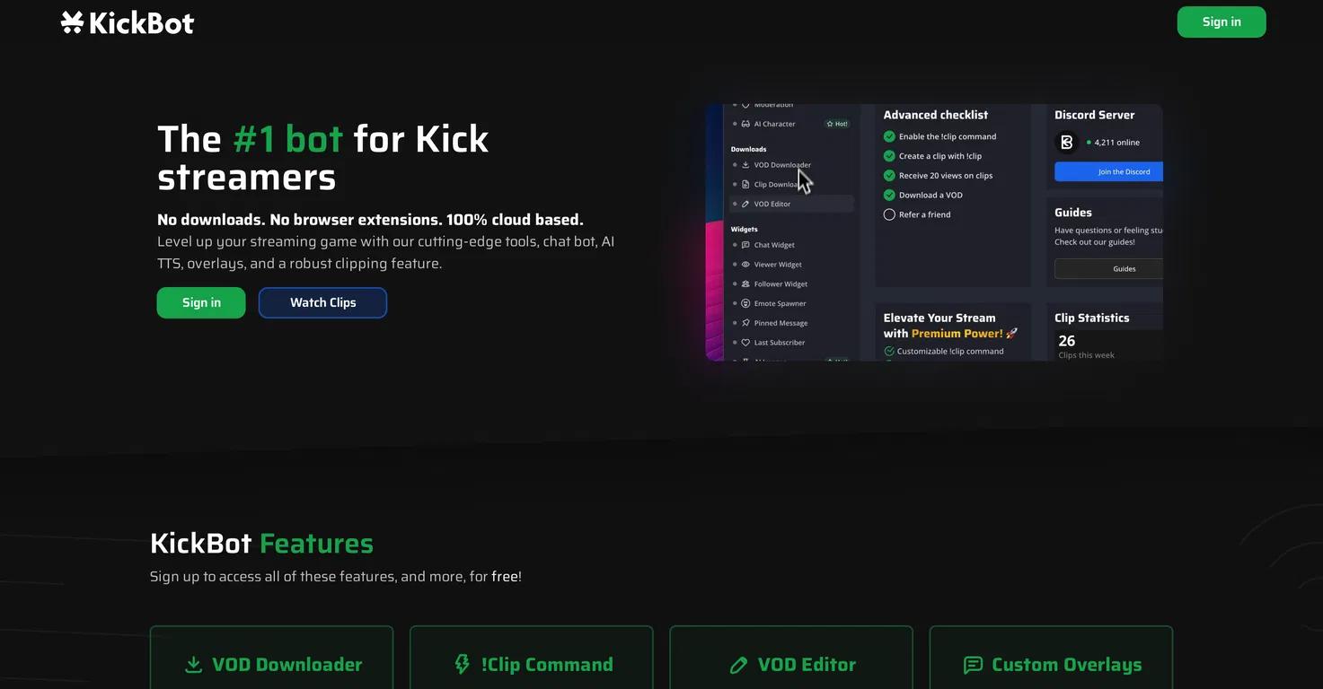 KickBotWebsite Screenshot