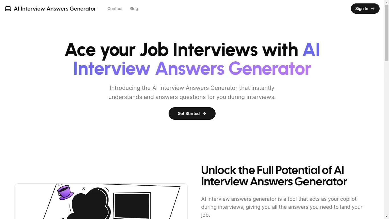 Interview Answers GeneratorWebsite Screenshot