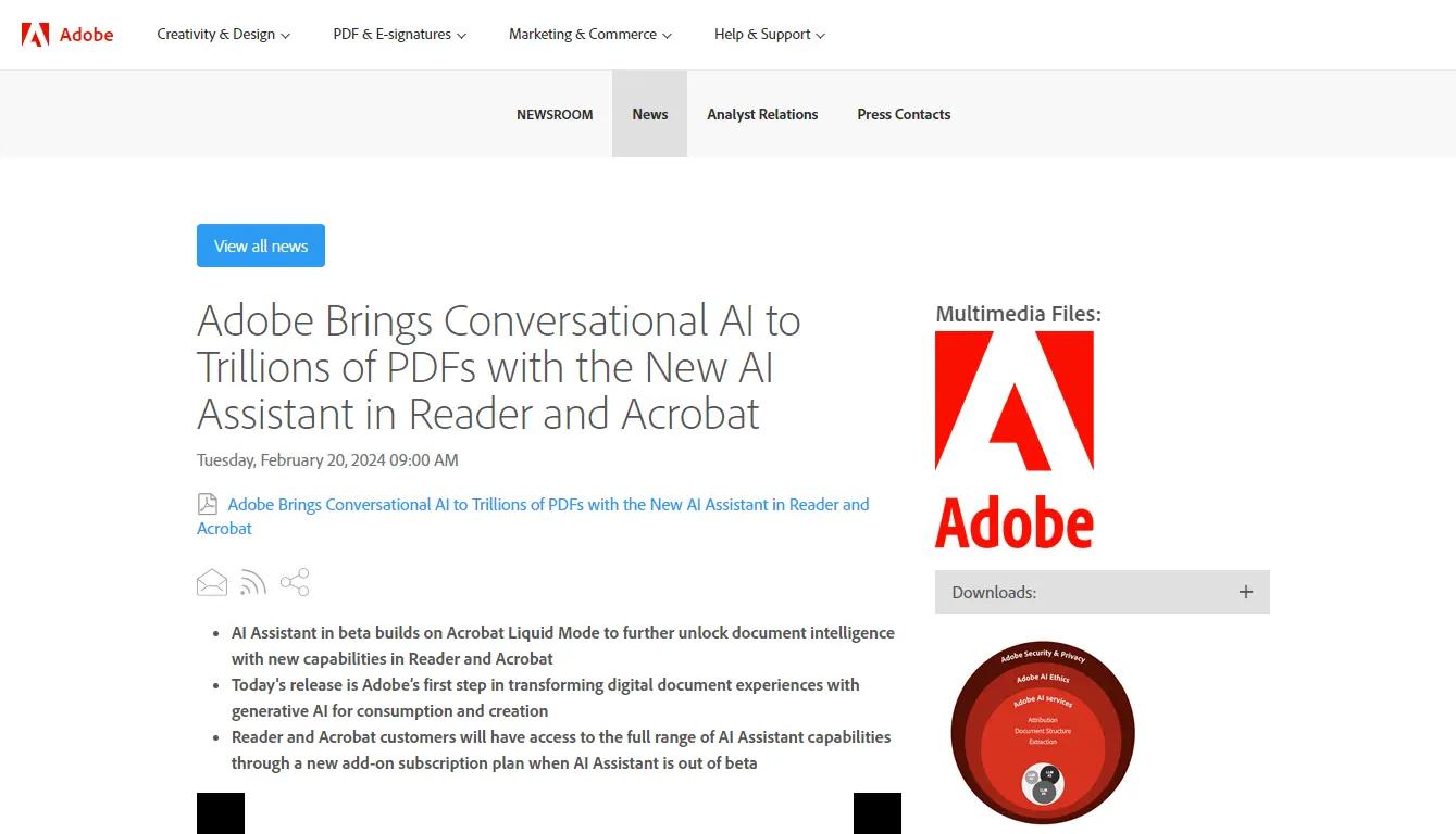 Adobe AI AssistantWebsite Screenshot