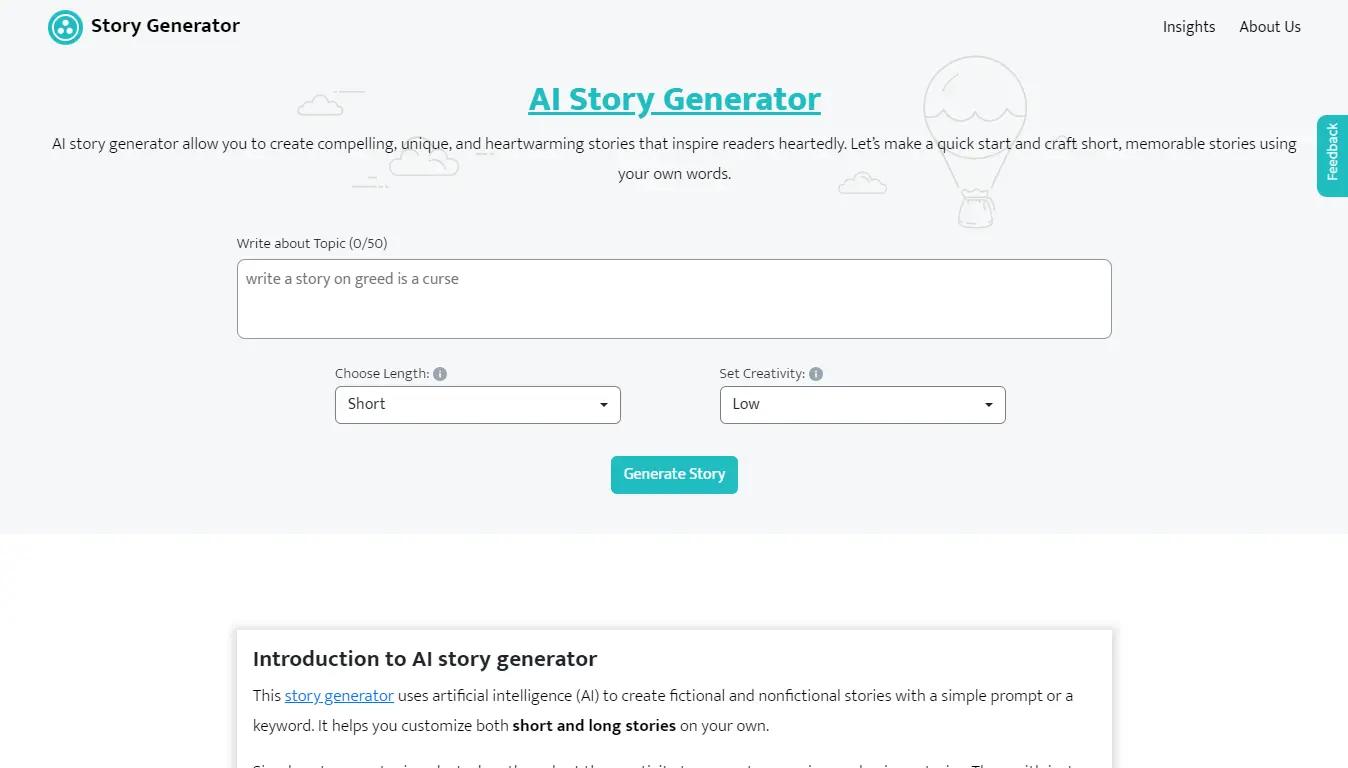 AI Story Generator Website