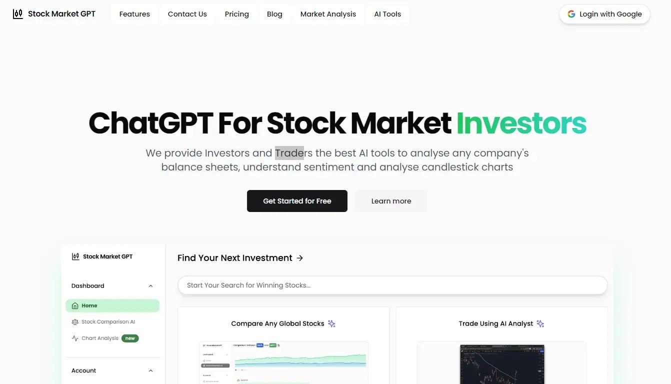 Stock Market GPTWebsite Screenshot