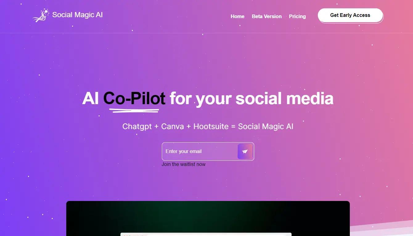 Social Magic AIWebsite Screenshot