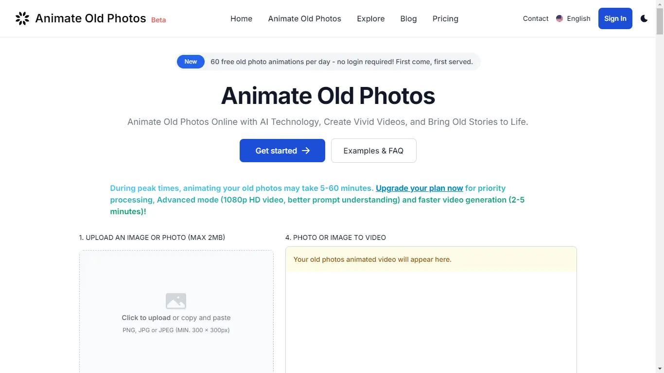 Animate Old PhotosWebsite Screenshot