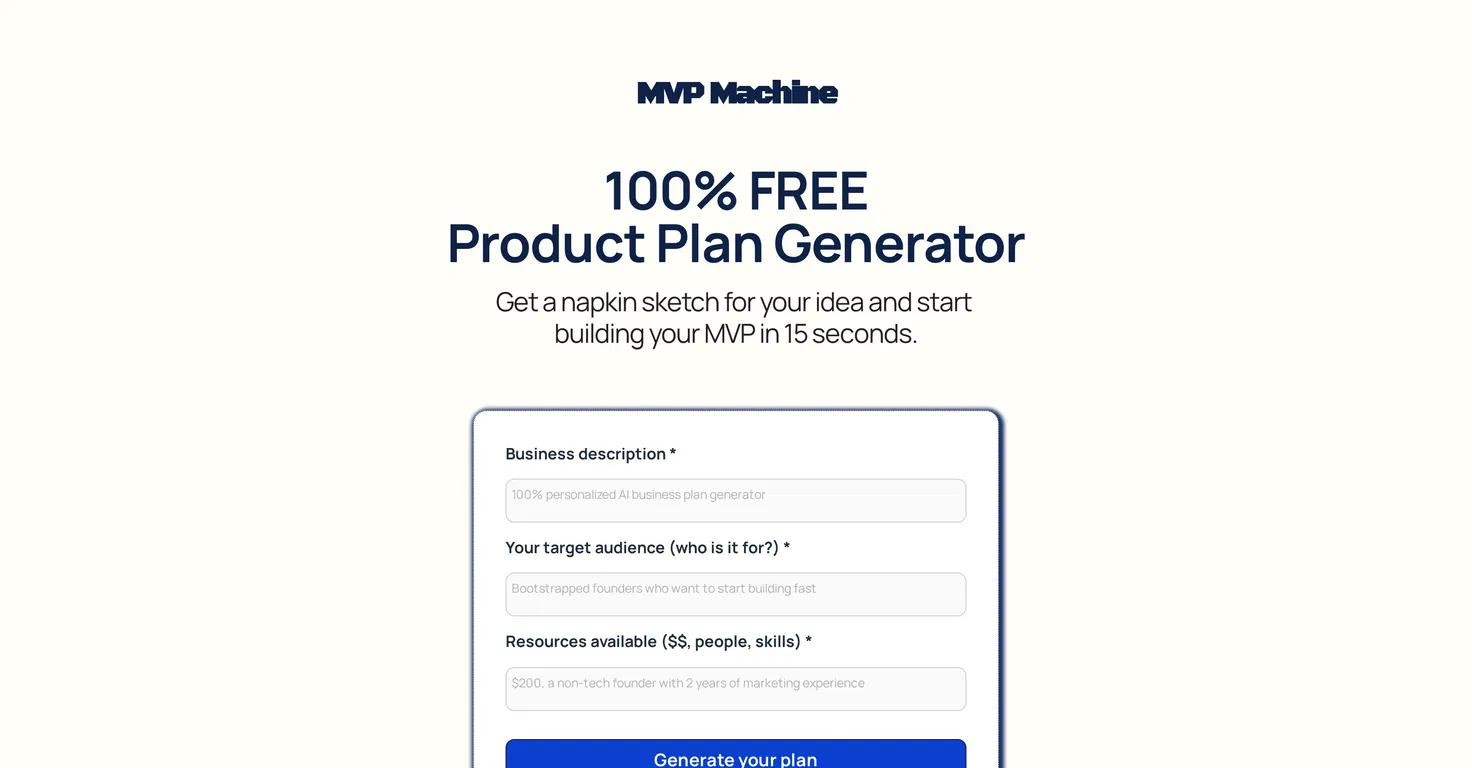 MVP MachineWebsite Screenshot