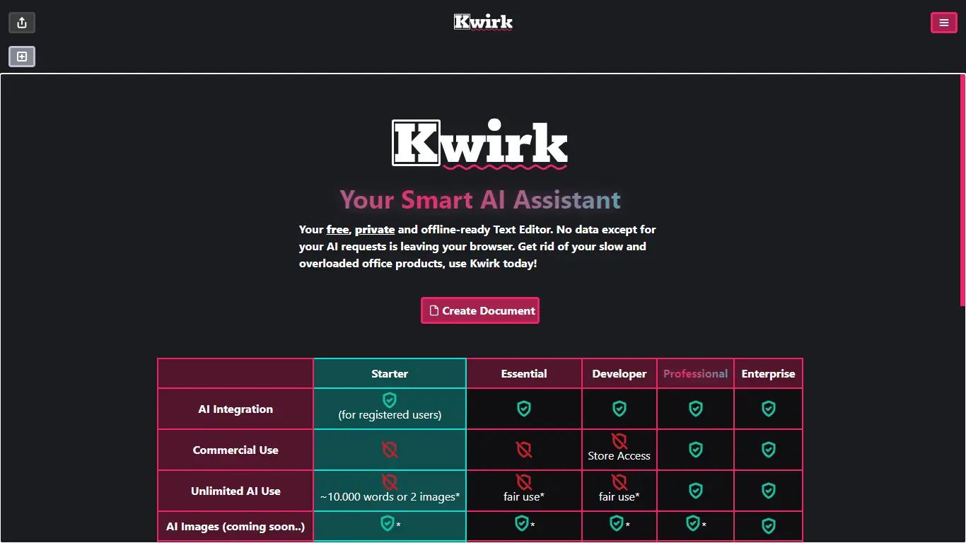 KwirkWebsite Screenshot