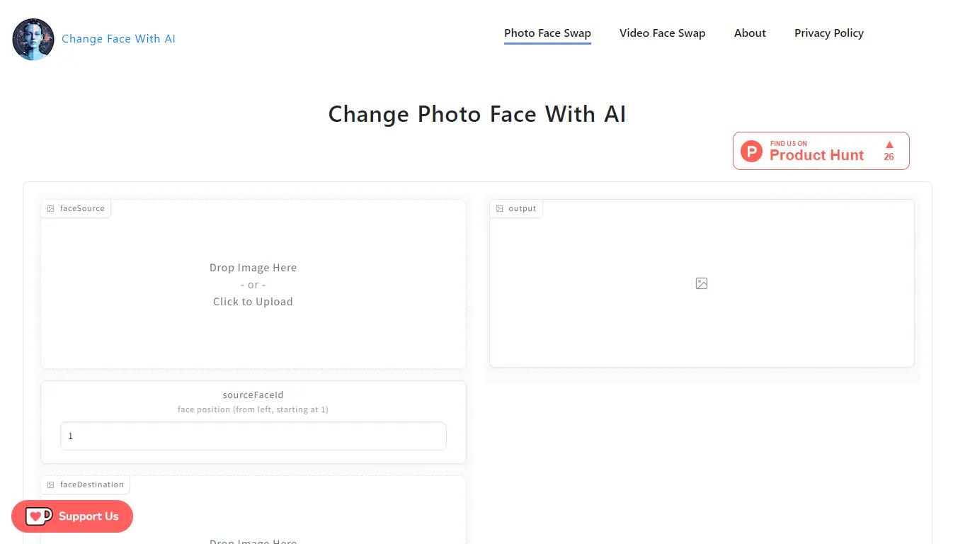 Change Face With AIWebsite Screenshot