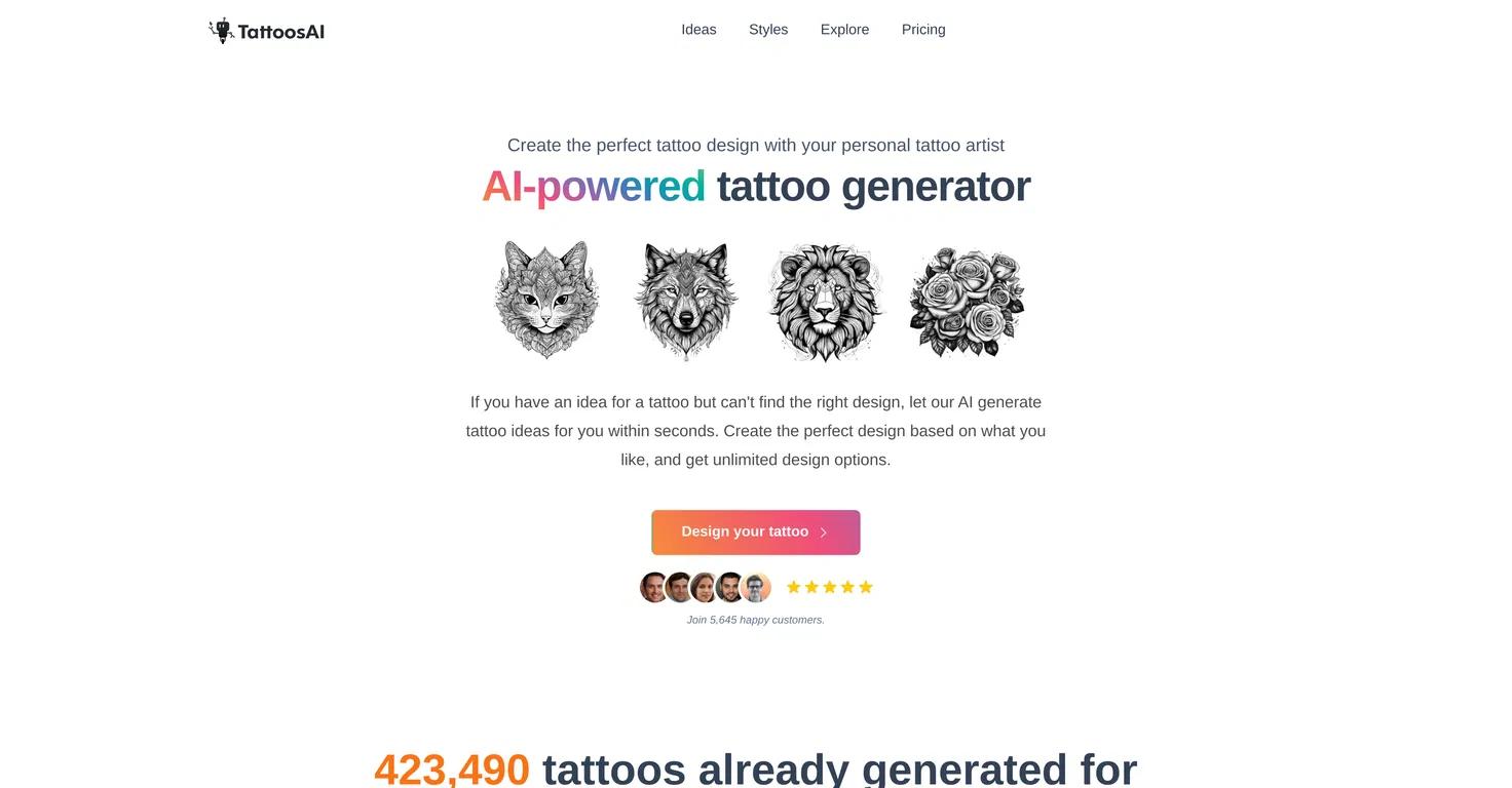 Tattoos AIWebsite Screenshot