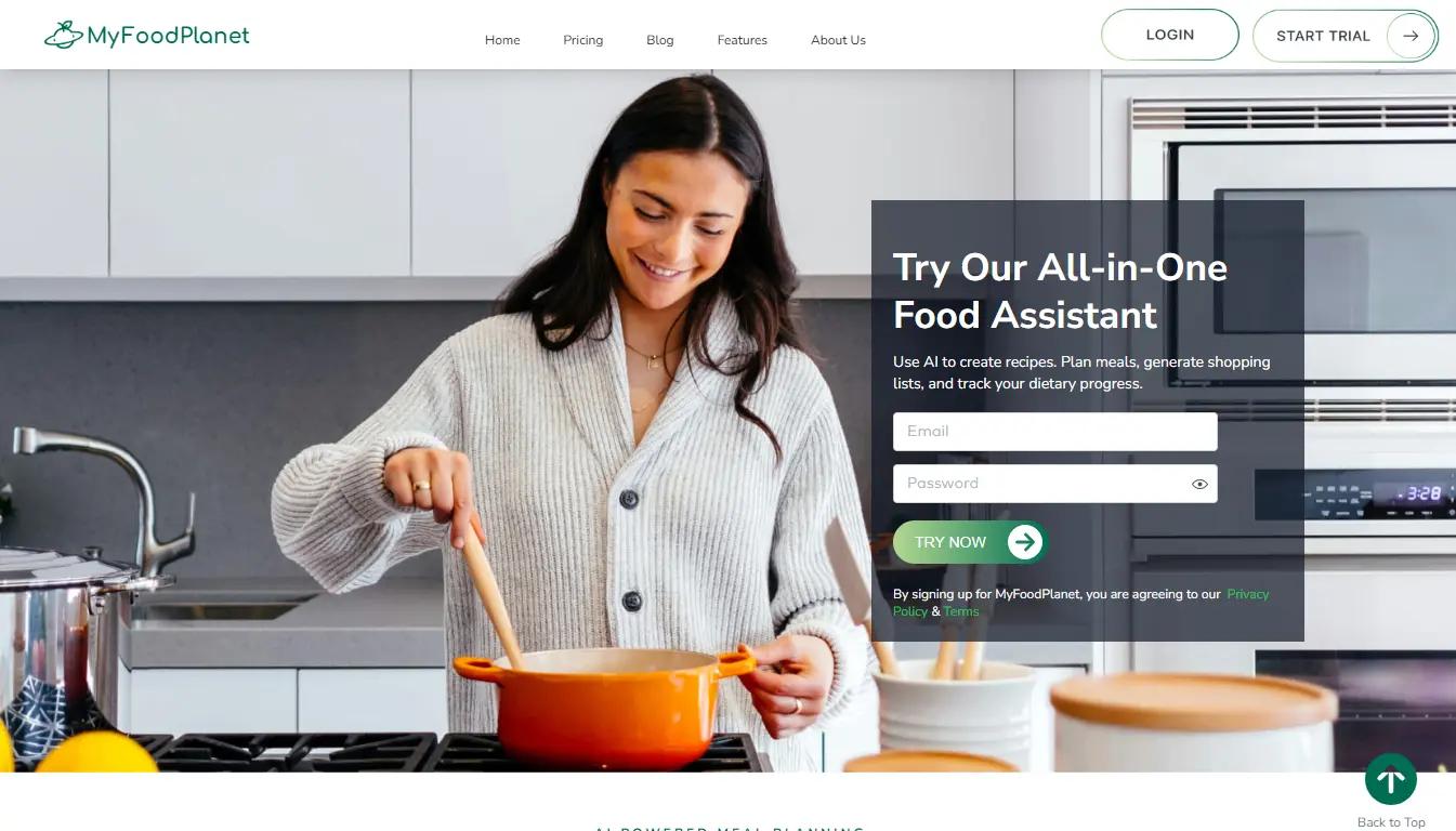 MyFoodPlanetWebsite Screenshot