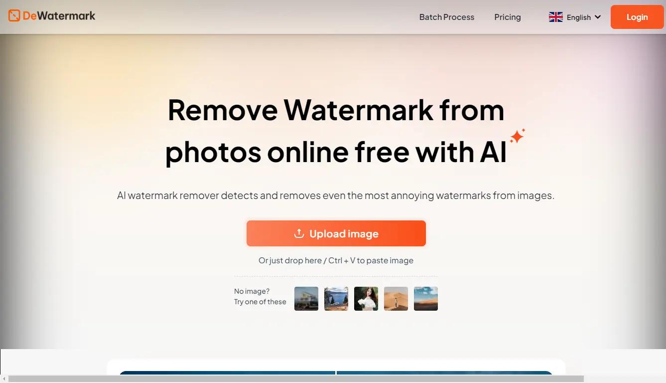 DeWatermarkWebsite Screenshot