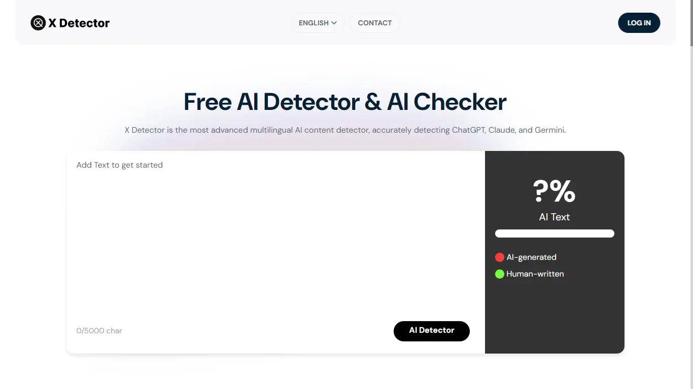 X AI DetectorWebsite Screenshot