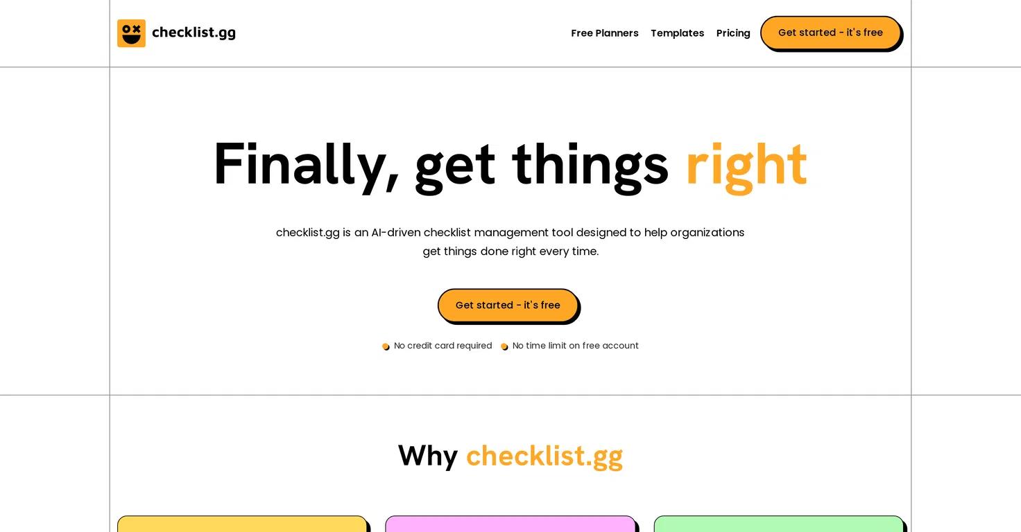 ChecklistWebsite Screenshot