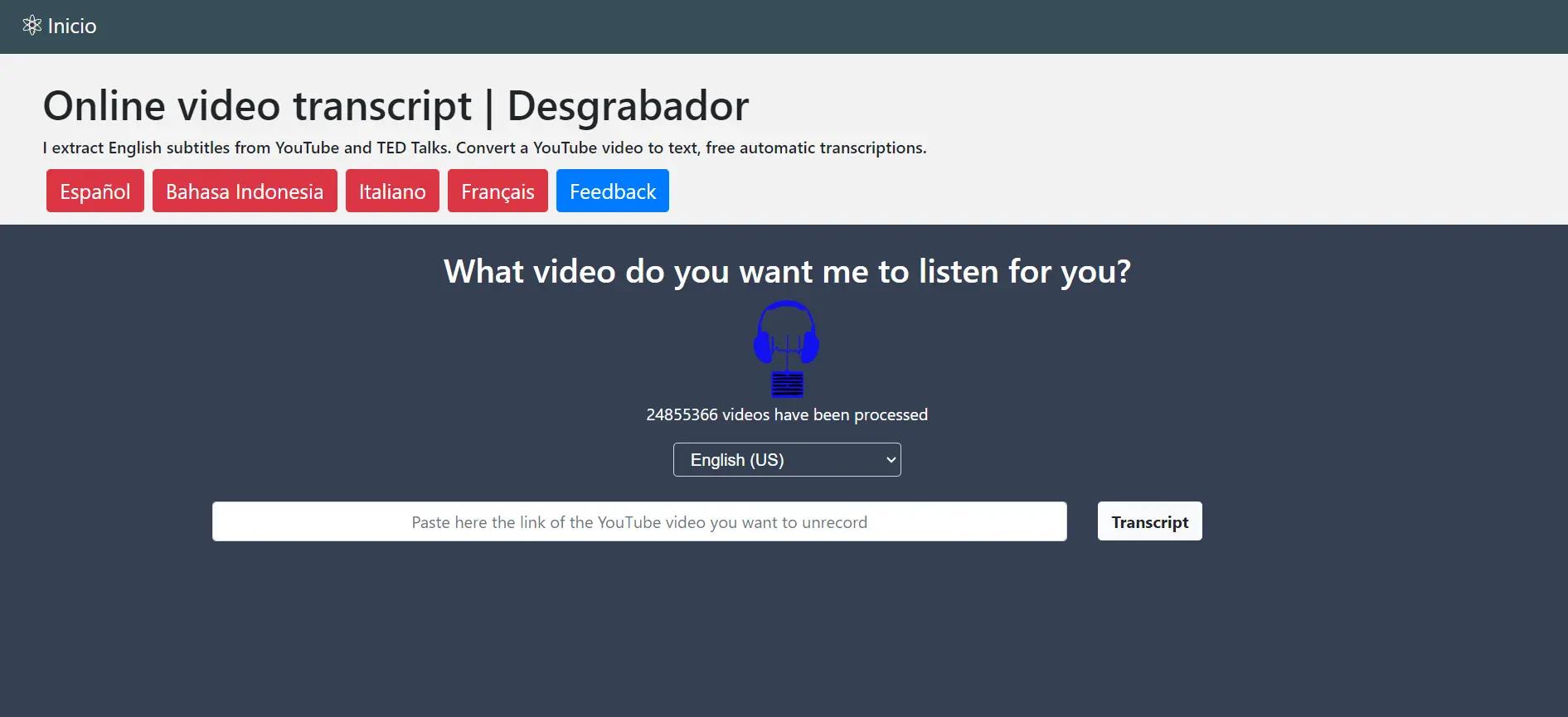 Online Video Transcript Website