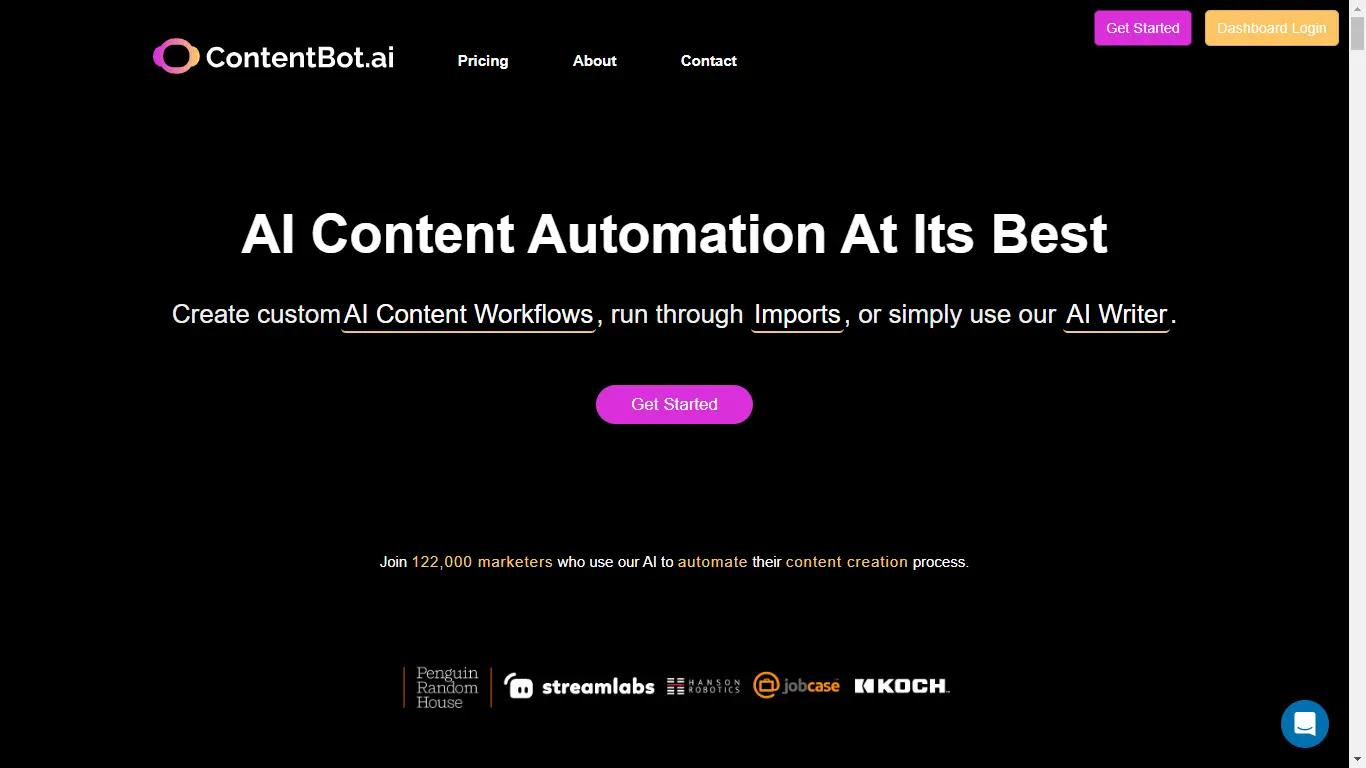 ContentBot AIWebsite Screenshot