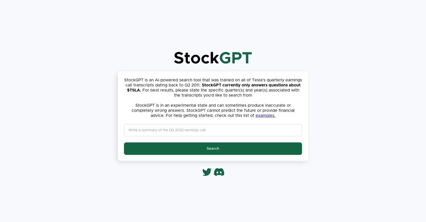 StockGPTWebsite Screenshot