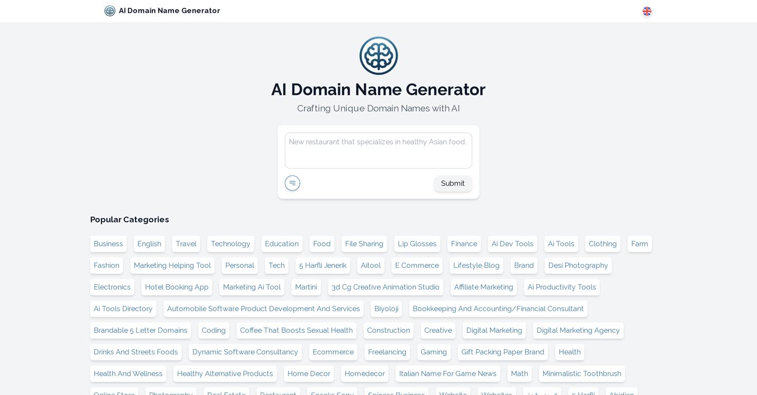 AI Domain Name Generator Website