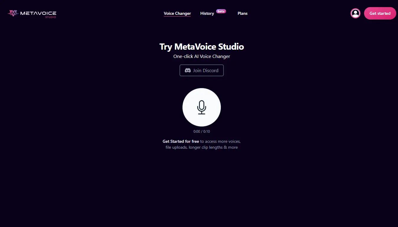 MetaVoice StudioWebsite Screenshot