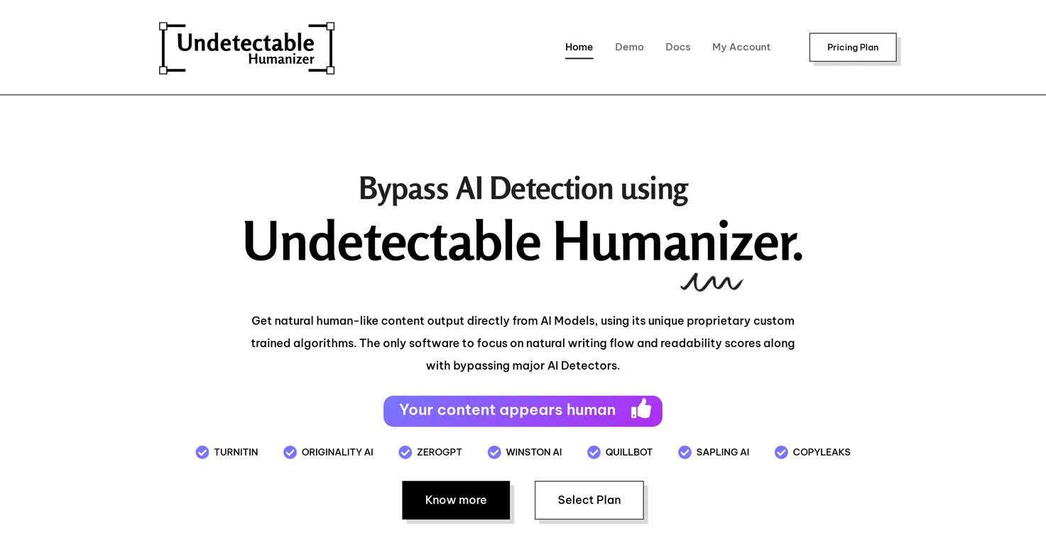 Undetectable HumanizerWebsite Screenshot