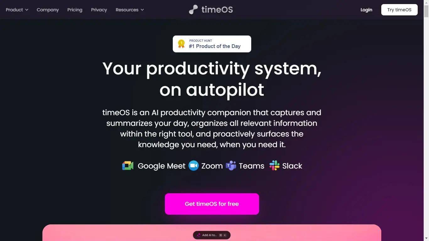 TimeOSWebsite Screenshot