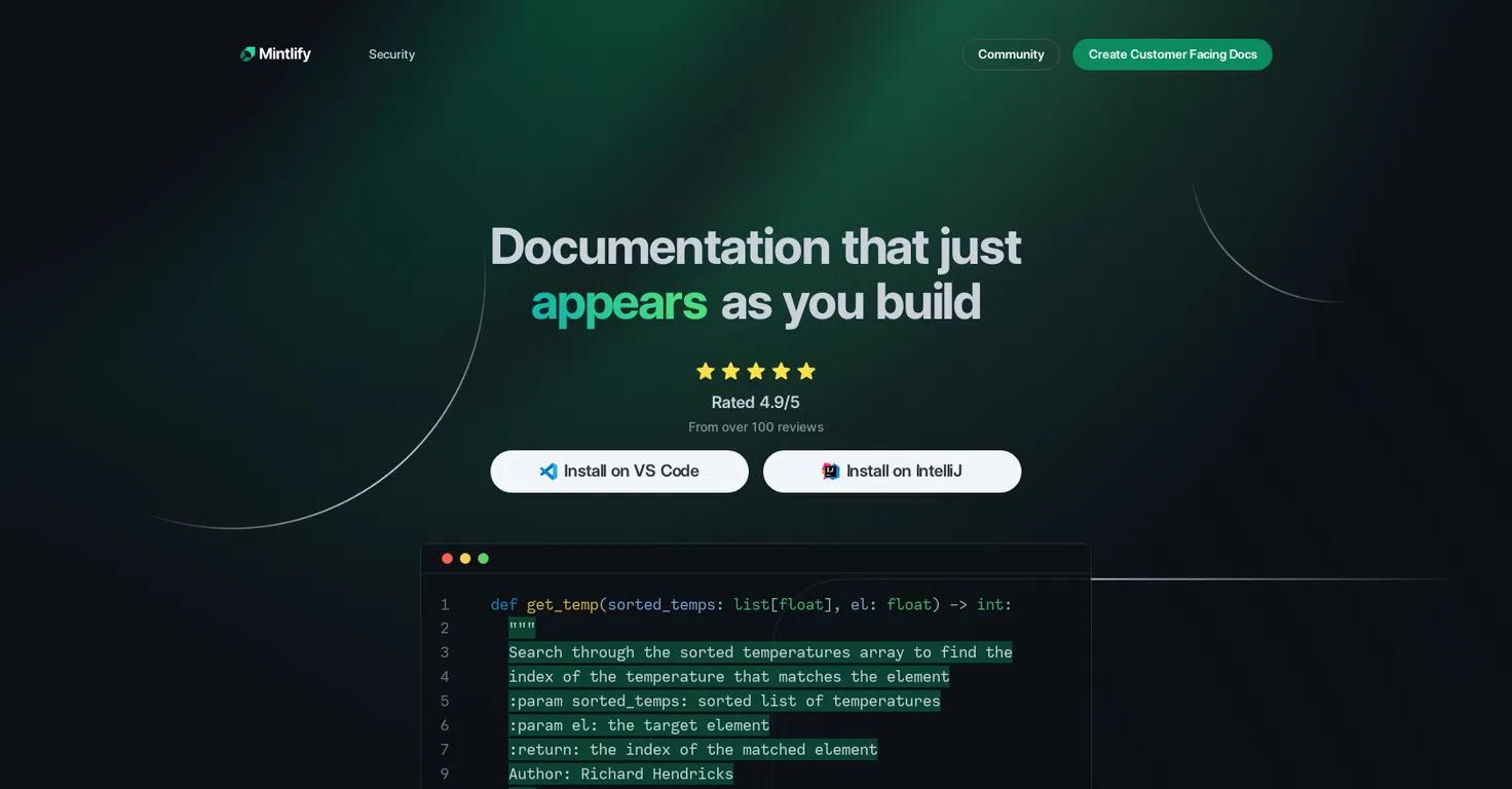 Mintlify Website Screenshot