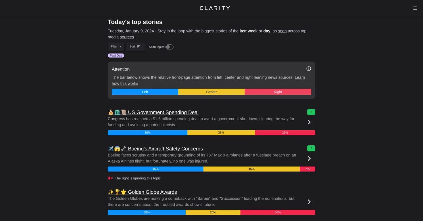 Clarity Website Screenshot