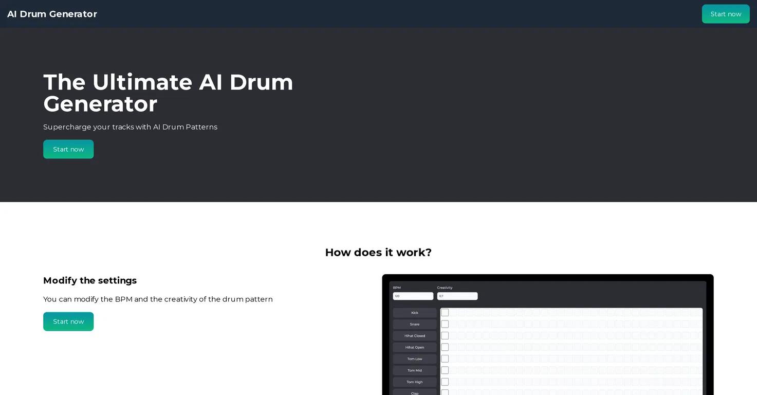 AI Drum GeneratorWebsite Screenshot