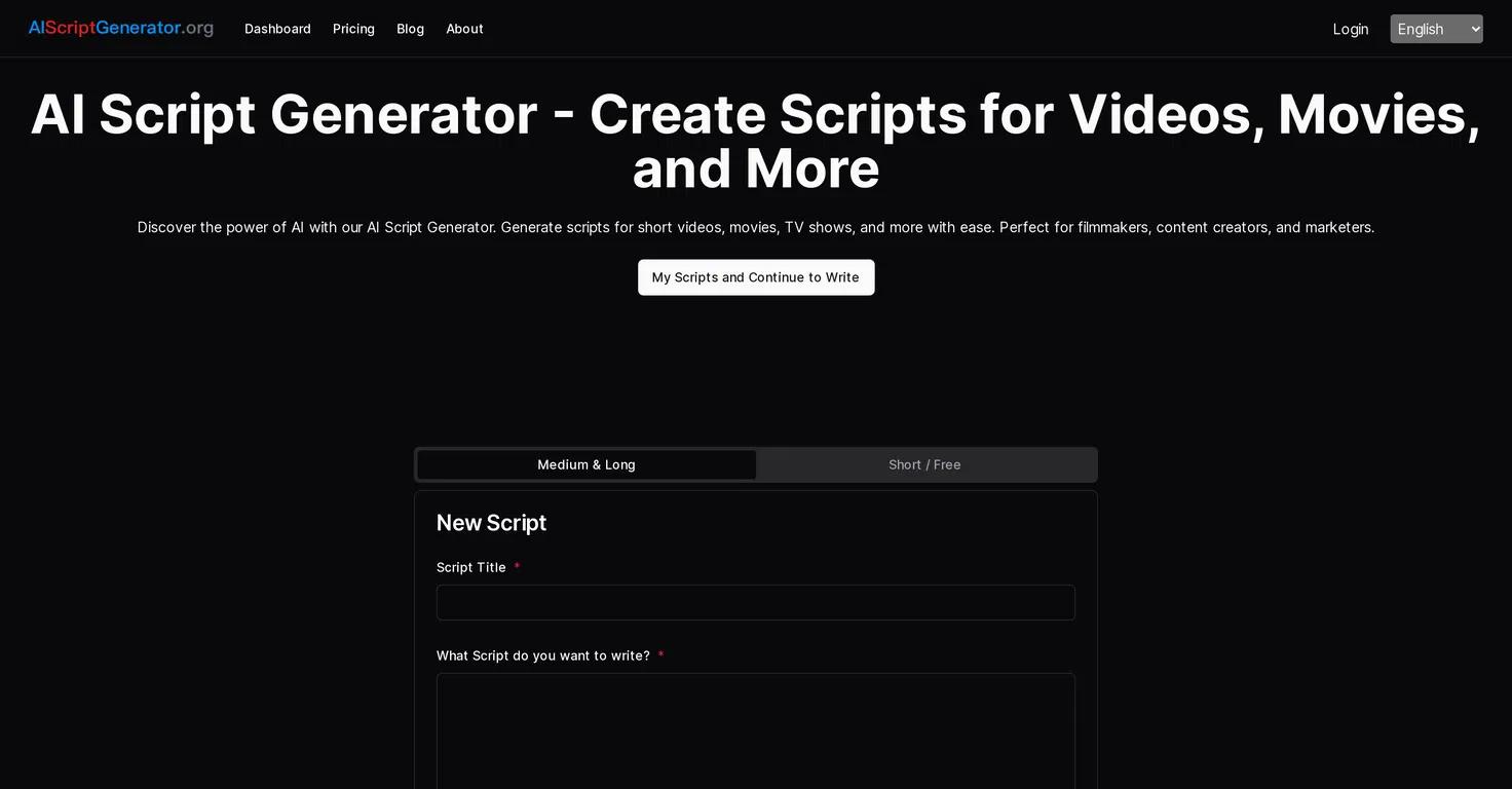 AI Script Generator Website