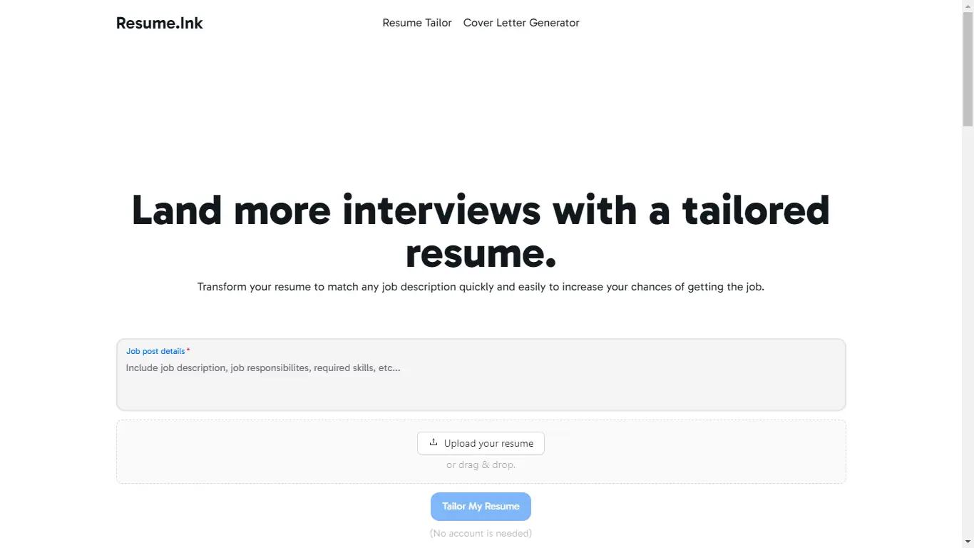 Resume InkWebsite Screenshot