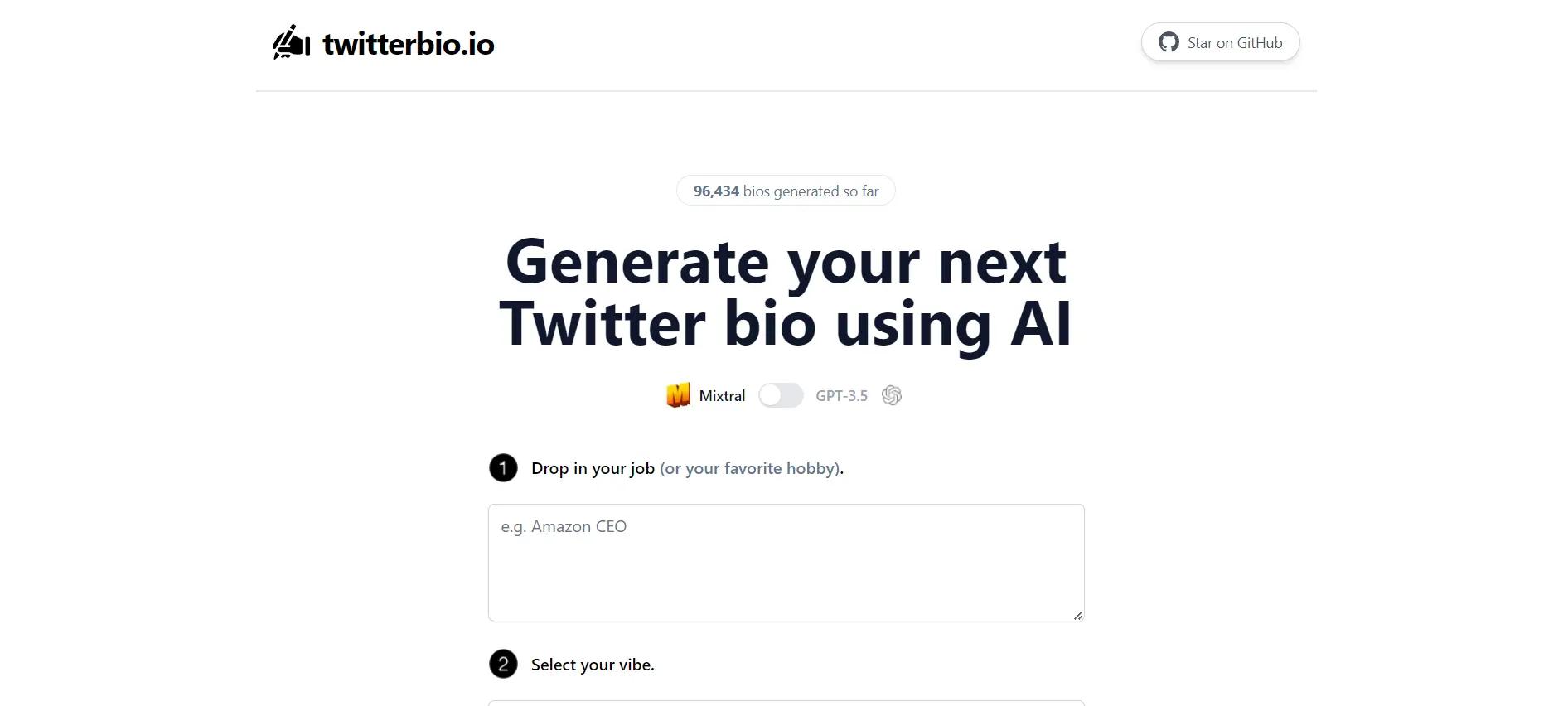 TwitterbioWebsite Screenshot