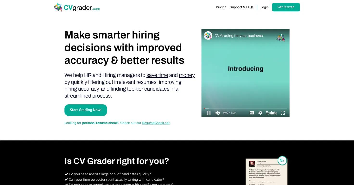 CV GraderWebsite Screenshot