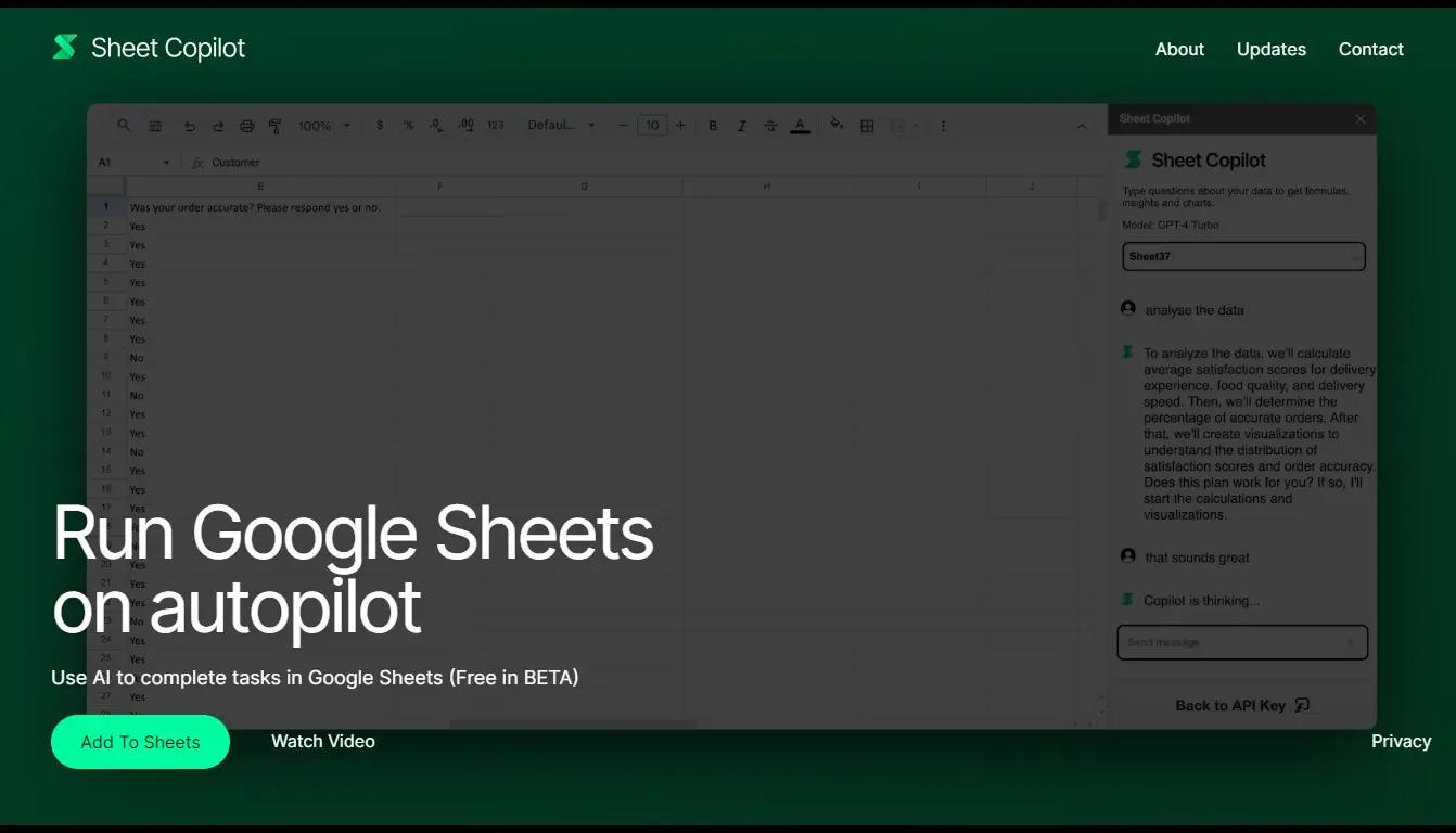 Sheet CopilotWebsite Screenshot