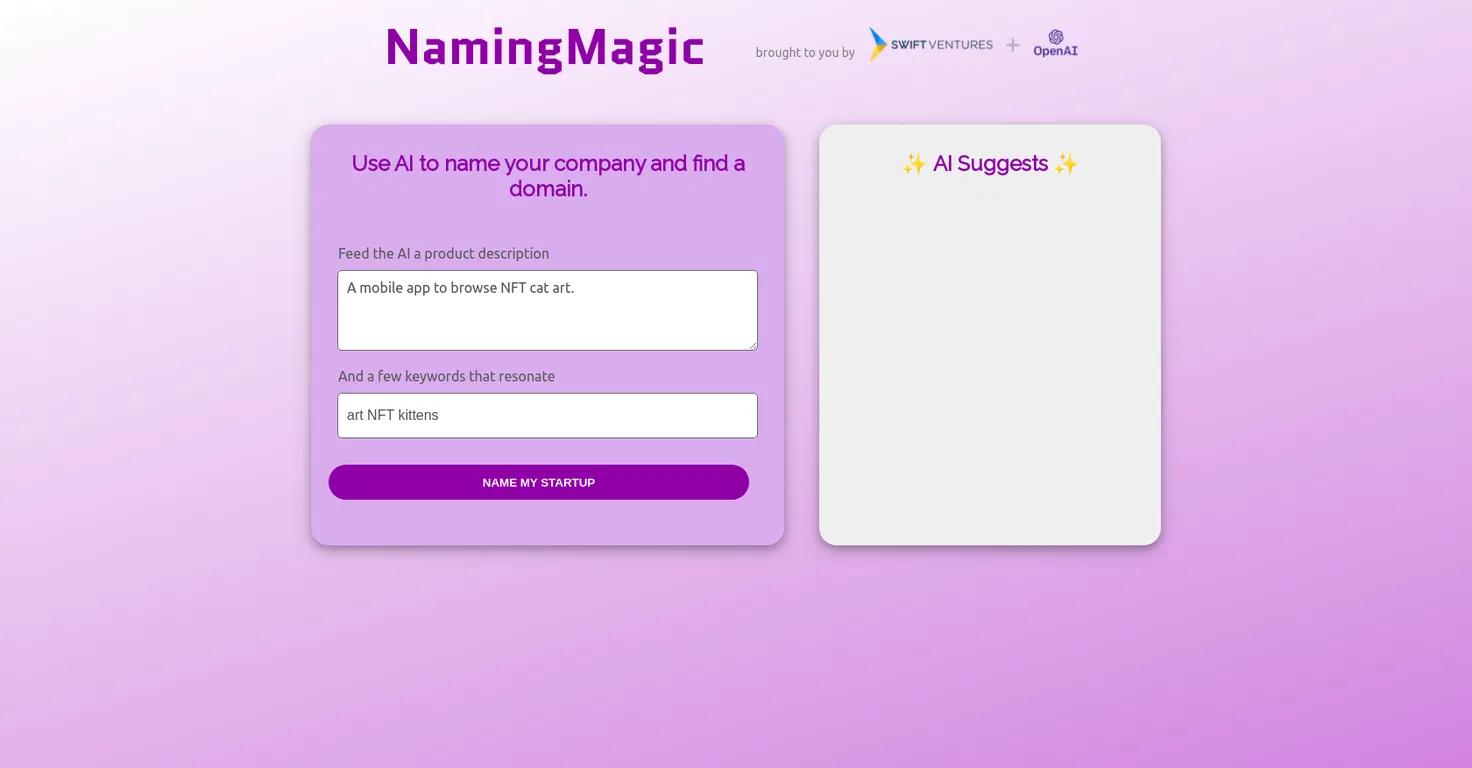 Naming MagicWebsite Screenshot