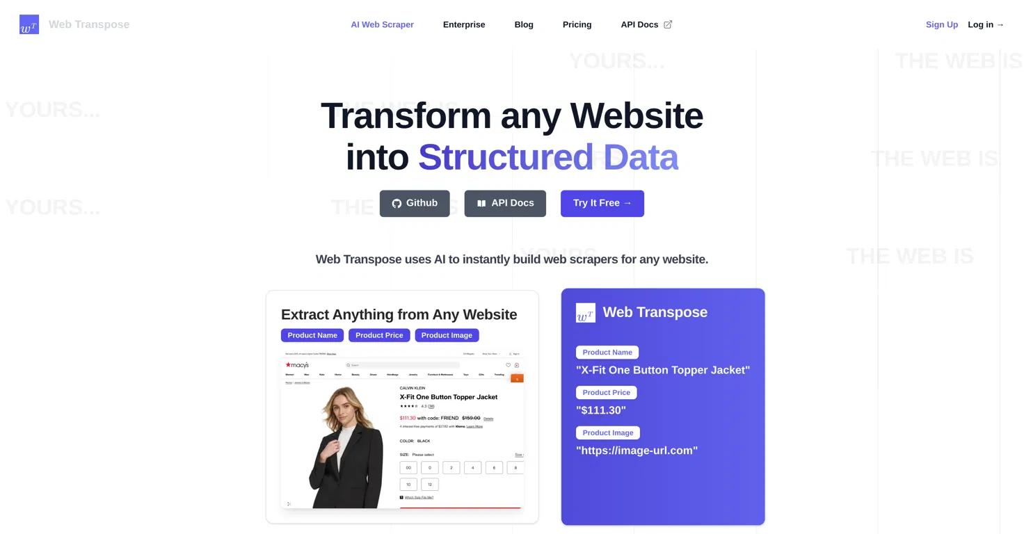 Web TransposeWebsite Screenshot